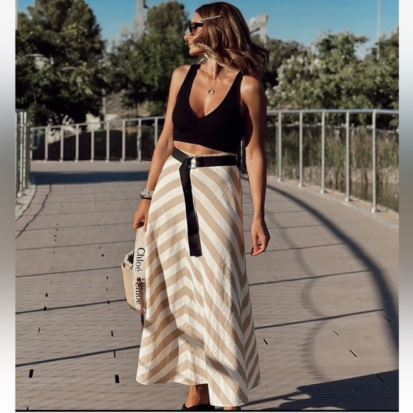 Zara NWT Linen Blend Midi Skirt - Picture 3 of 11